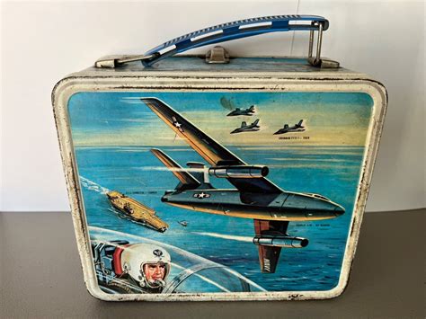 jet metal lunch box|1957 Aladdin Jet Patrol Metal Lunch Box .